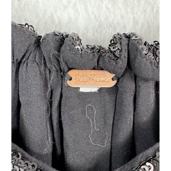 Free People black sequin pantsuit jumpsuit Swiftly boho sz S - Picture 3 of 9